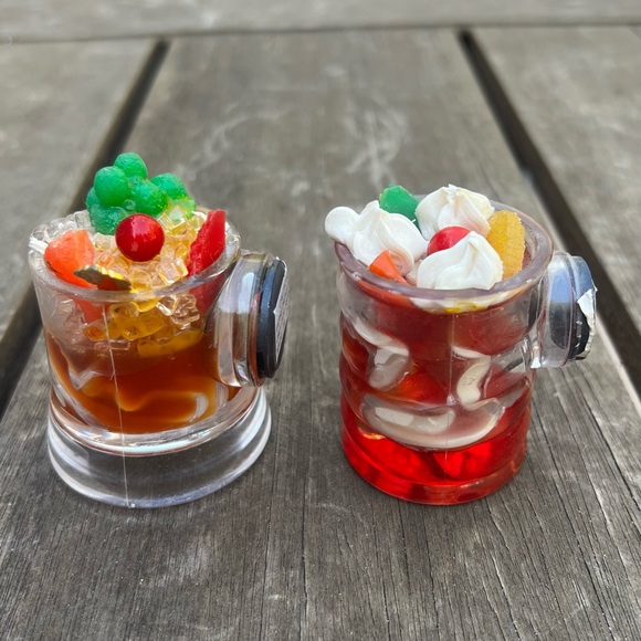 Vintage 90s Epoxy Resin Fruity Drink Dessert Refrigerator Magnets Lot of Two - Picture 3 of 8